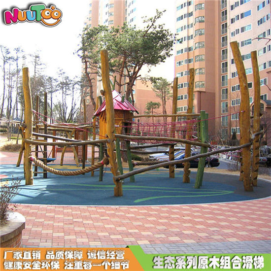 原木生態(tài)系列大型木制組合滑梯價格_樂圖非標游樂